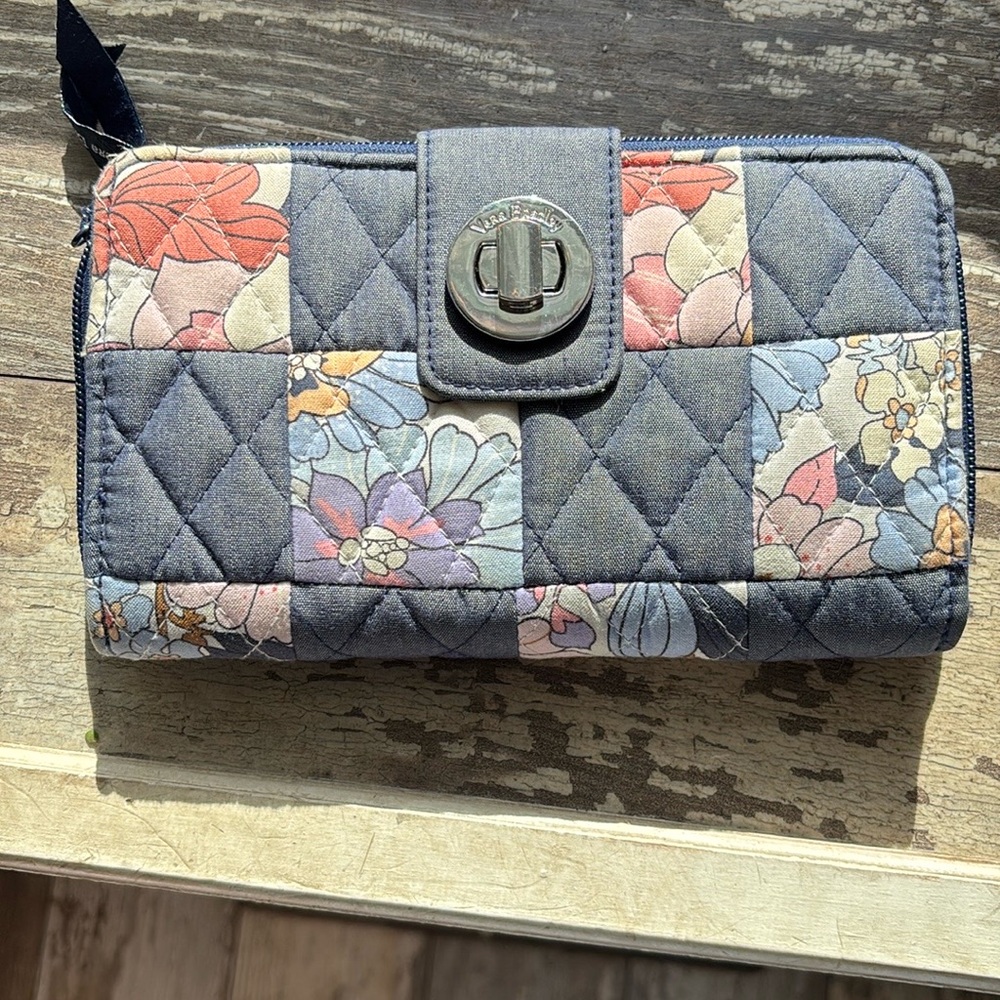 Vera Bradley Blue and Pink Quilted Wallet